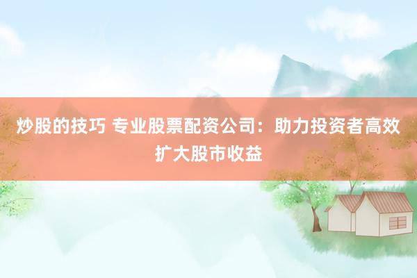 炒股的技巧 专业股票配资公司：助力投资者高效扩大股市收益