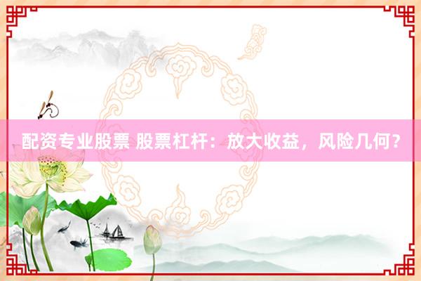 配资专业股票 股票杠杆：放大收益，风险几何？