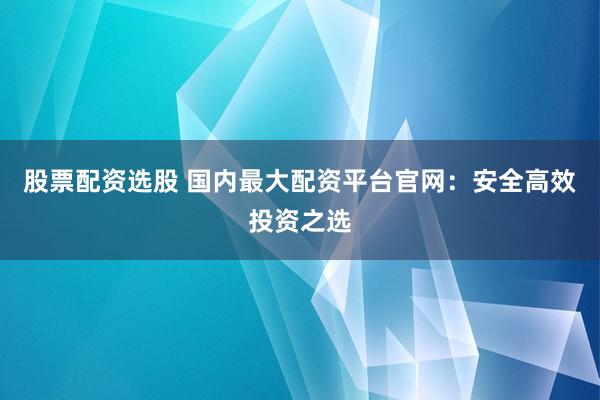 股票配资选股 国内最大配资平台官网：安全高效投资之选