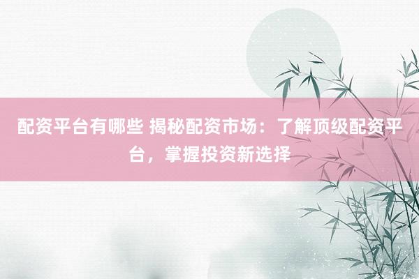 配资平台有哪些 揭秘配资市场：了解顶级配资平台，掌握投资新选择