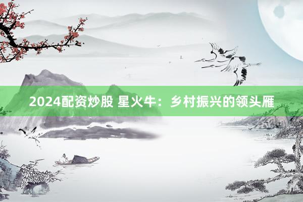 2024配资炒股 星火牛：乡村振兴的领头雁