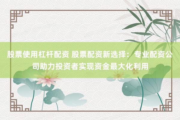 股票使用杠杆配资 股票配资新选择：专业配资公司助力投资者实现资金最大化利用