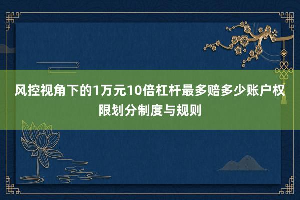 风控视角下的1万元10倍杠杆最多赔多少账户权限划分制度与规则