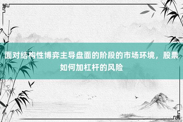 面对结构性博弈主导盘面的阶段的市场环境，股票如何加杠杆的风险