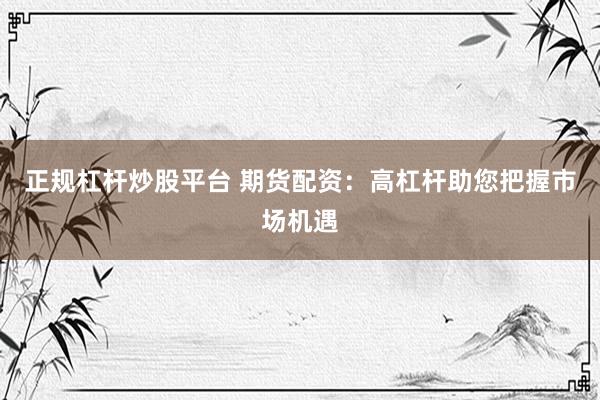 正规杠杆炒股平台 期货配资：高杠杆助您把握市场机遇